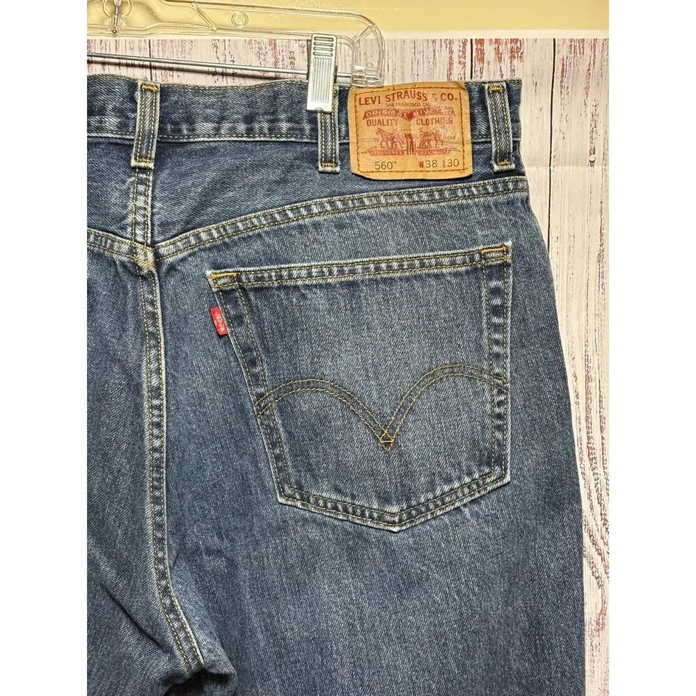 Levi's 560 Comfort Fit Jeans Mens 38x30 Loose Tapered Baggy Blue Denim Red Tab